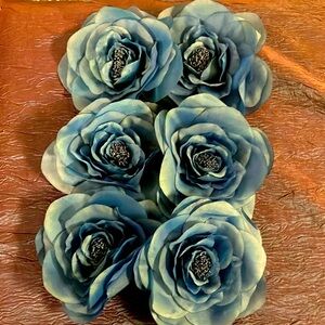 Elegant 6” Royal Blue Organza Flowers Set 6 for $24